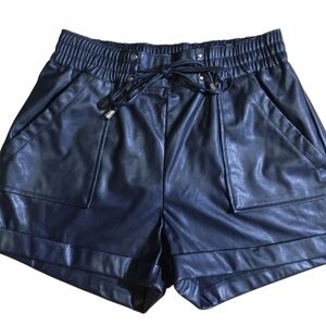 Ci Sono Black Faux Leather Paperbag Shorts